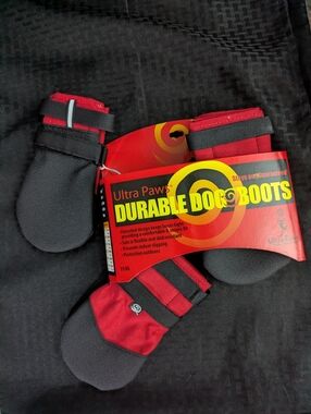 Ultra Paws Durable Dog Boots in Red Size XL.